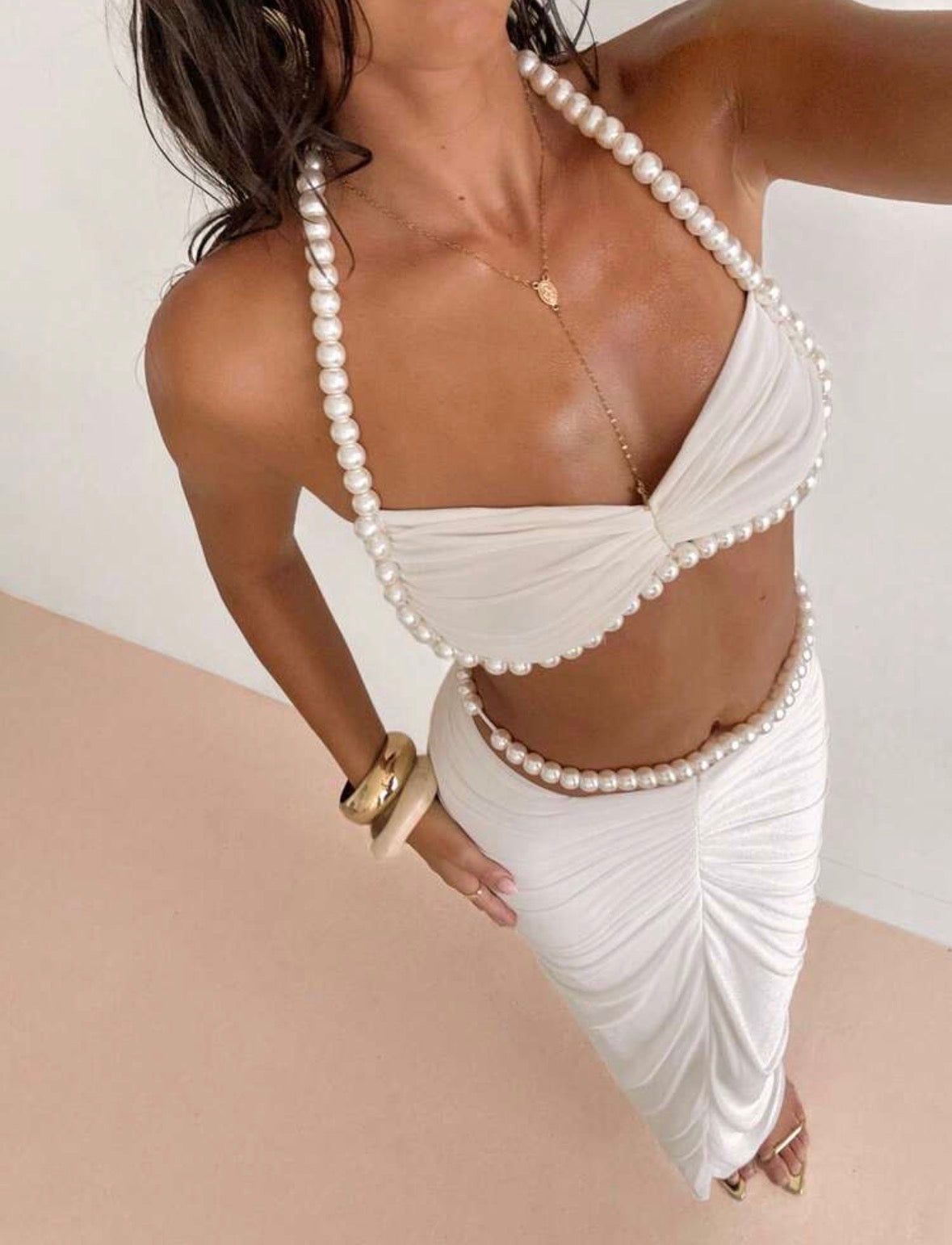 DALIA - Pearl Luxe Two-Piece Set - White