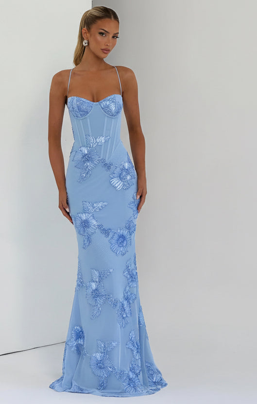 DALIA - Nauwsluitende maxi-jurk met bloemenprint
