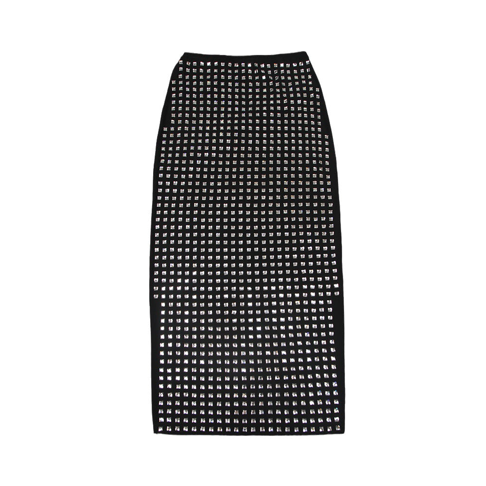 DALIA - Embellished Split Mesh Skirt