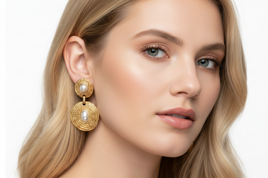 DALIA - Spiral Circle Pearl Earrings