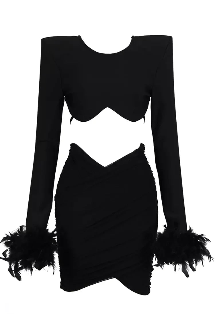 DALIA - Black Feather Bandage Set