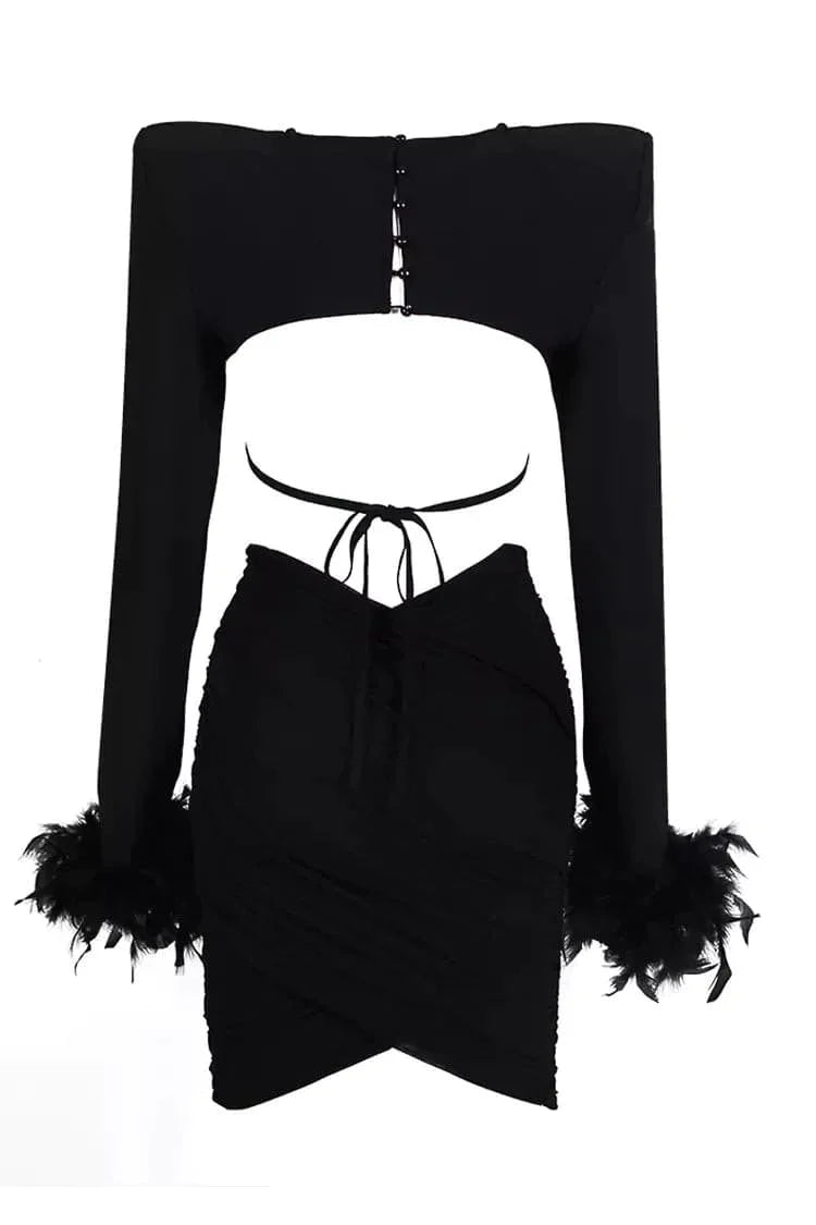 DALIA - Black Feather Bandage Set