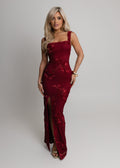 DALIA - Flower Maxi Dress - Wine