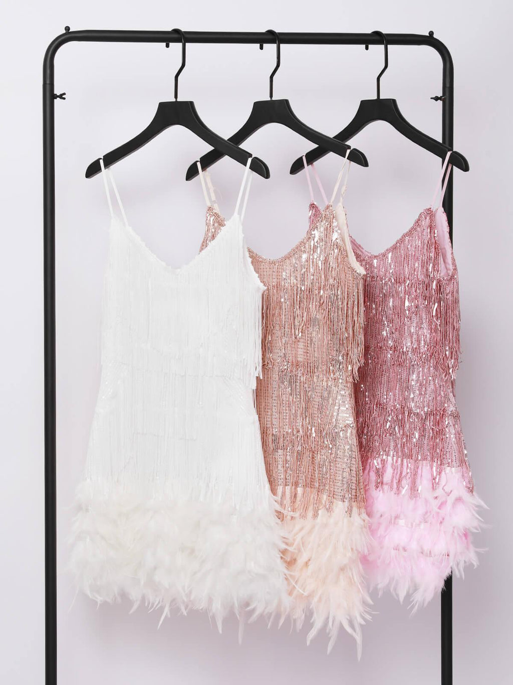 DALIA - Tassel Feather Mini Dress - White