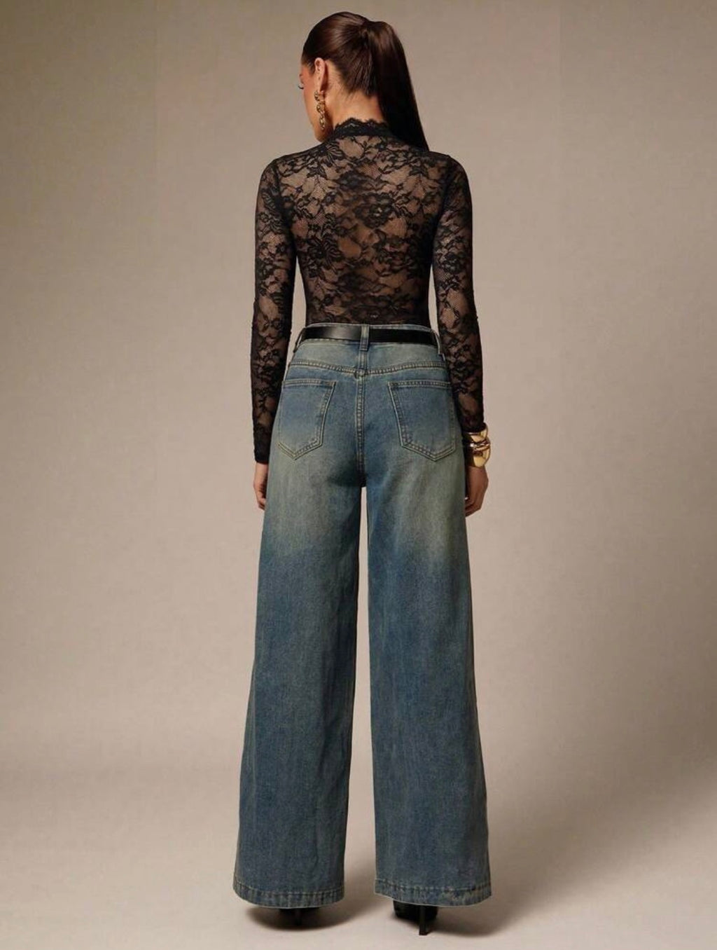 DALIA - Lace Bodysuit - Black