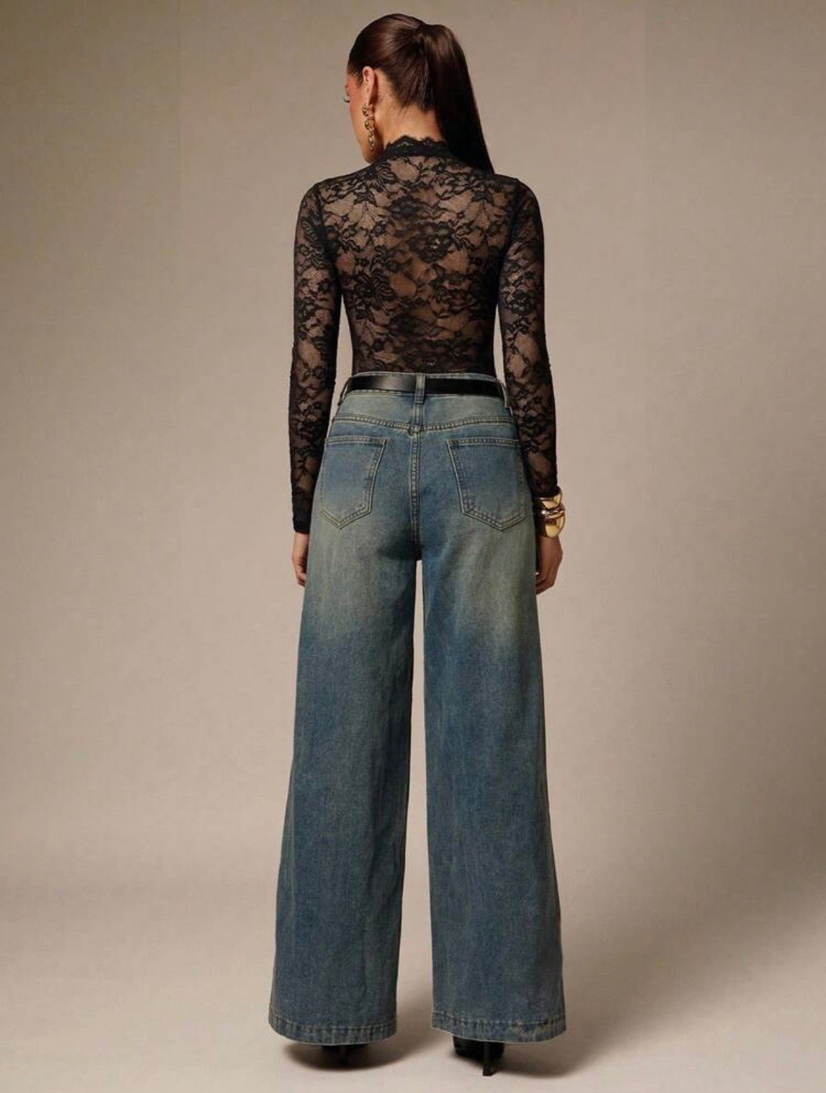 DALIA - Lace Bodysuit - Black