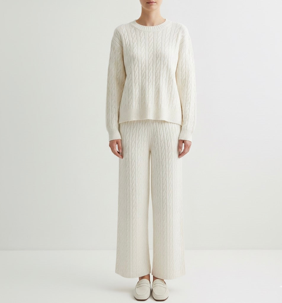 DALIA - Cozy Knitted Sweater & Wide-Leg Pants Two-Piece Set