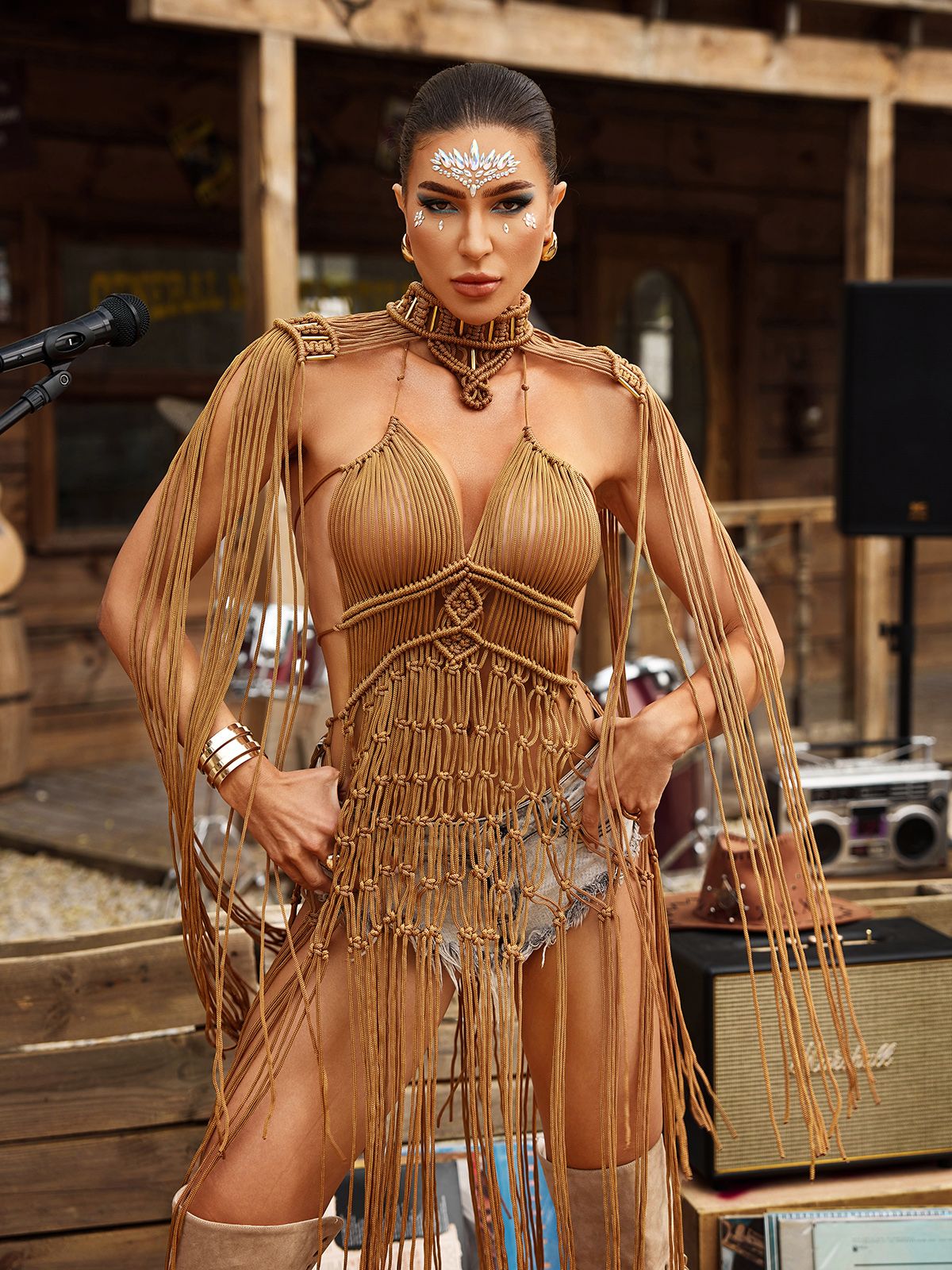 DALIA - Fringe Cover Up Dress - Khaki