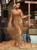 DALIA - Fringe Cover Up Dress - Khaki