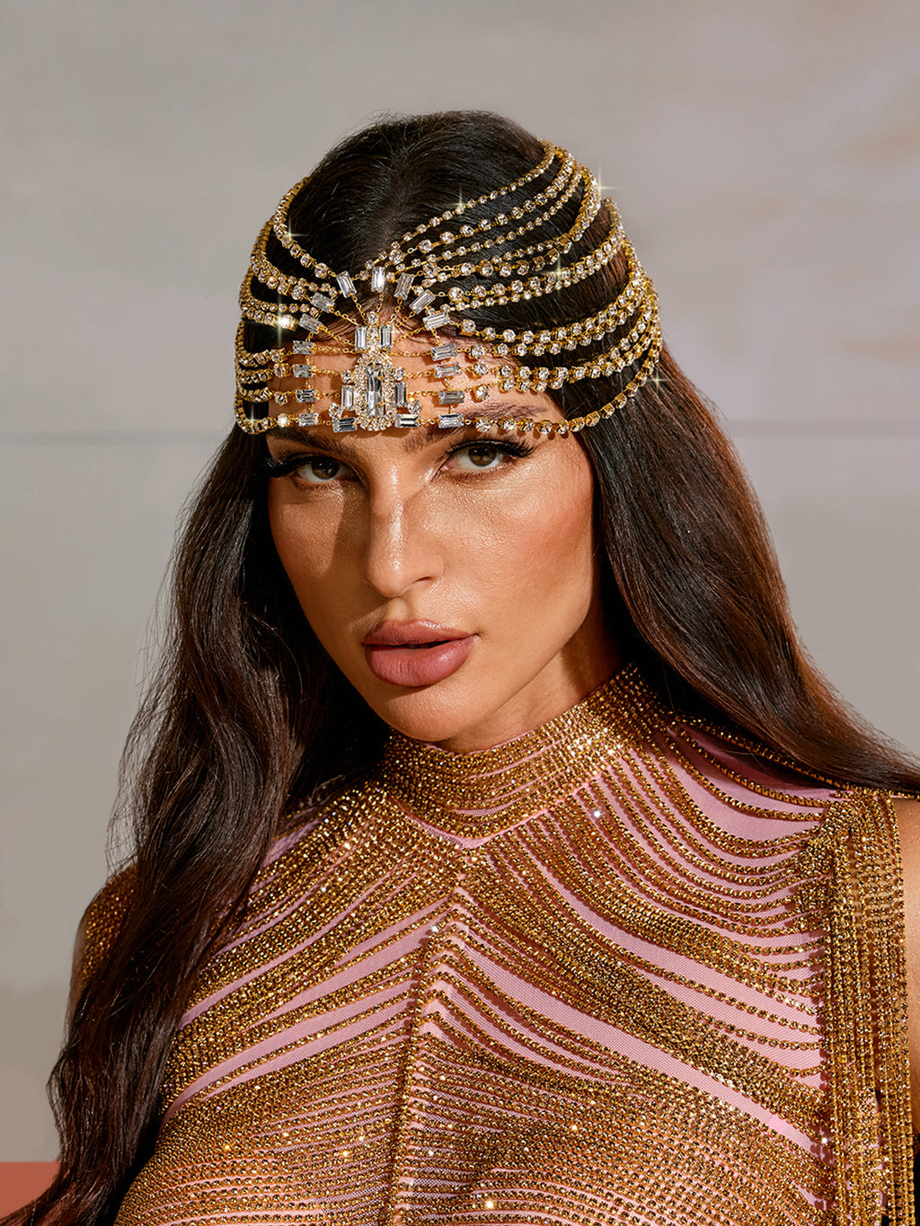 DALIA -  Layered Crystal Headband - Gold