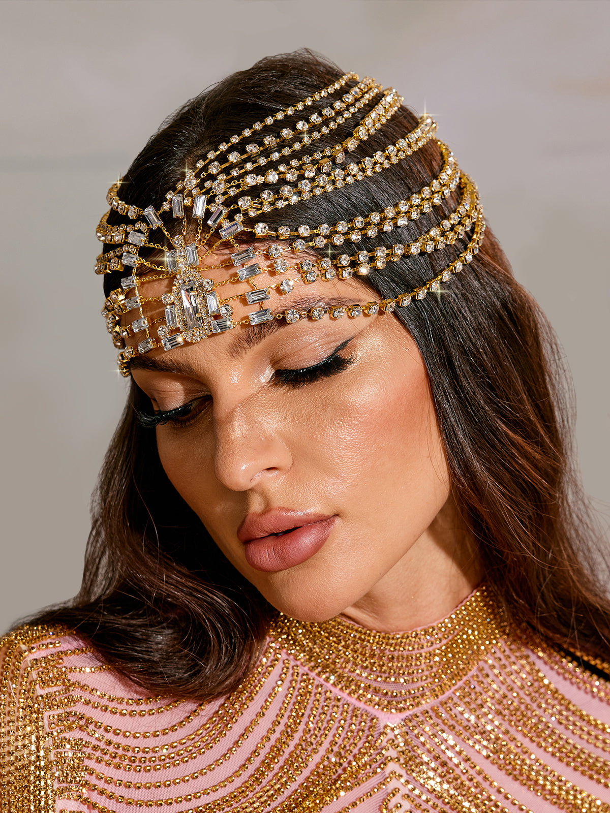 DALIA -  Layered Crystal Headband - Gold
