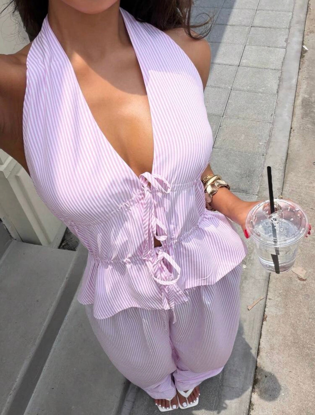 DALIA – Blush Stripe Cotton Set