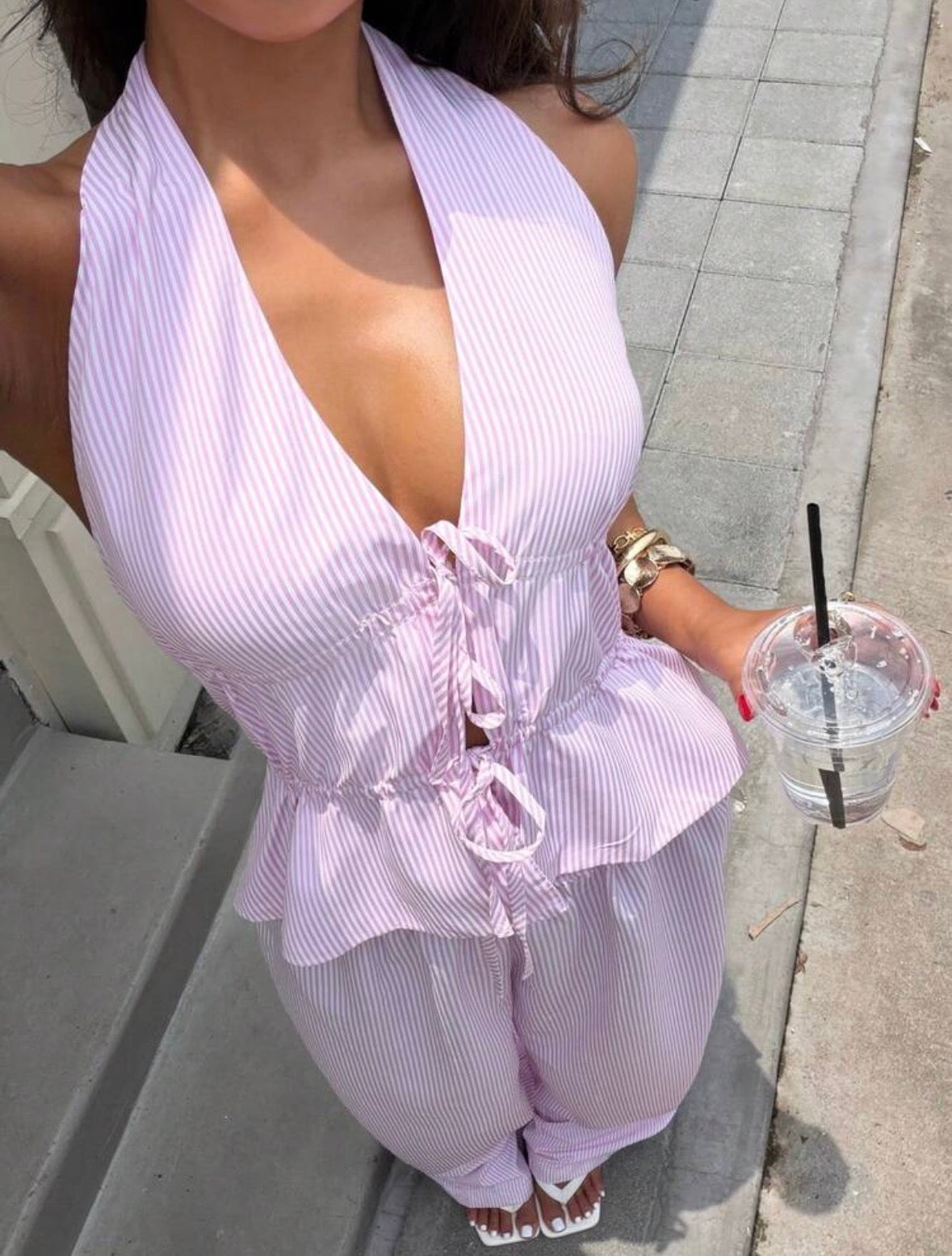 DALIA – Blush Stripe Cotton Set