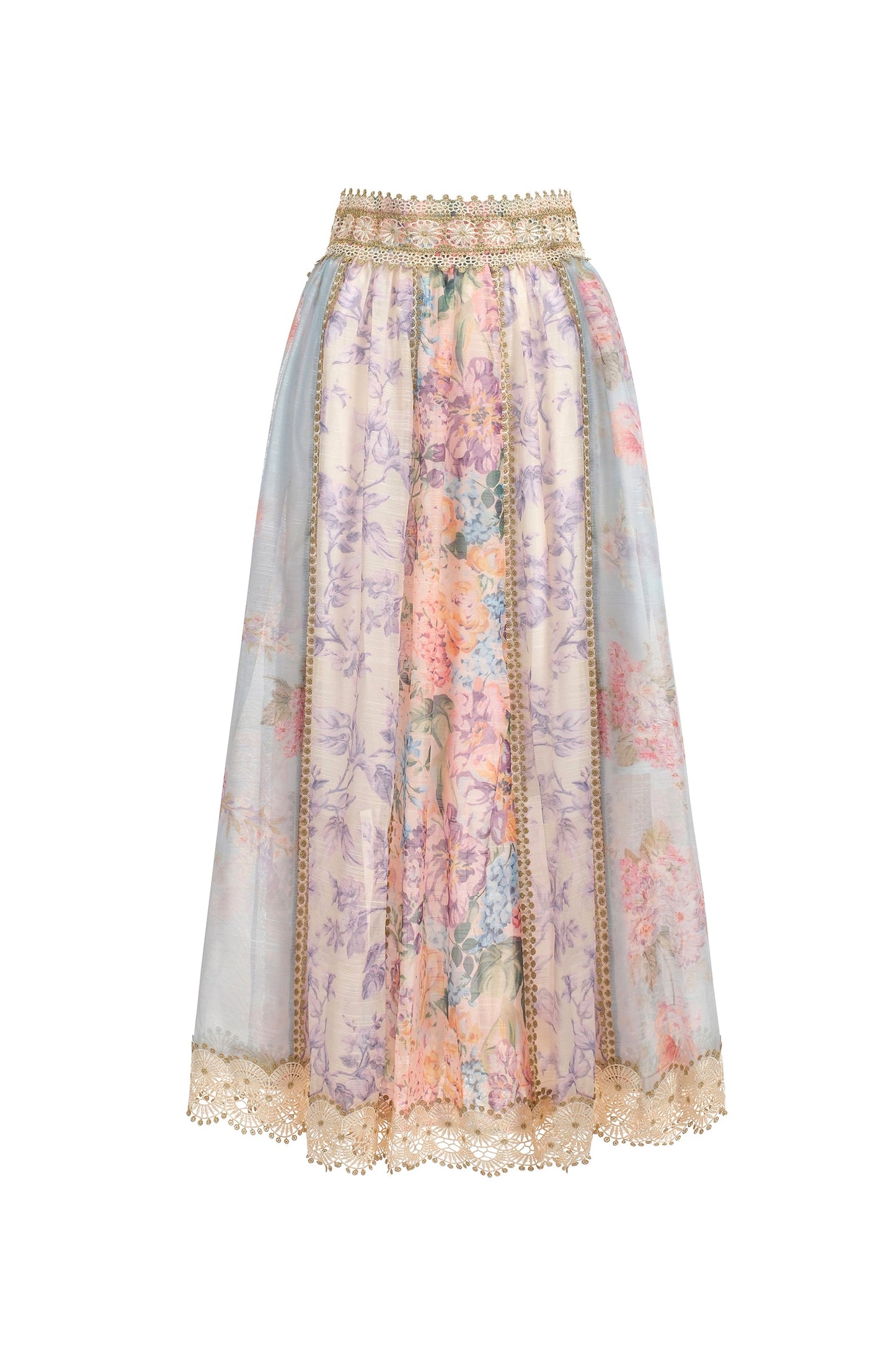 DALIA – Dwuczęściowy komplet z koronką i spódnicą z długim rękawem i kwiatowym nadrukiem