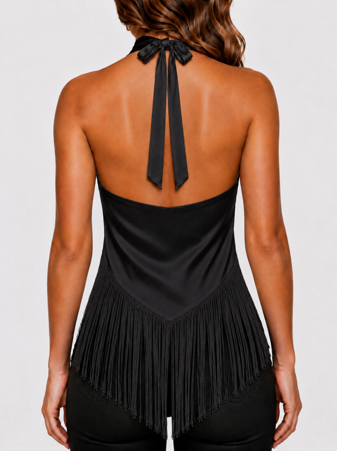 DALIA - Fringe Blouse - Black