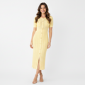 DALIA - Textured Midi Dress - Yellow