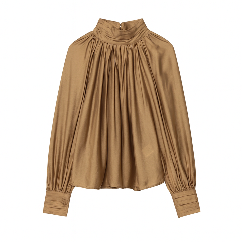 DALIA - Office Stylish Minimalist Blouse Brown