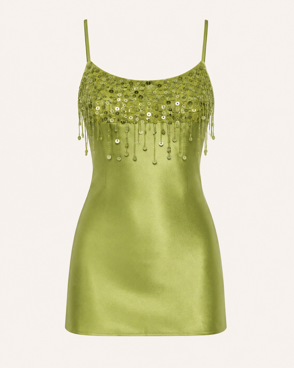 DALIA - Sequin Fringe Mini Dress - Green