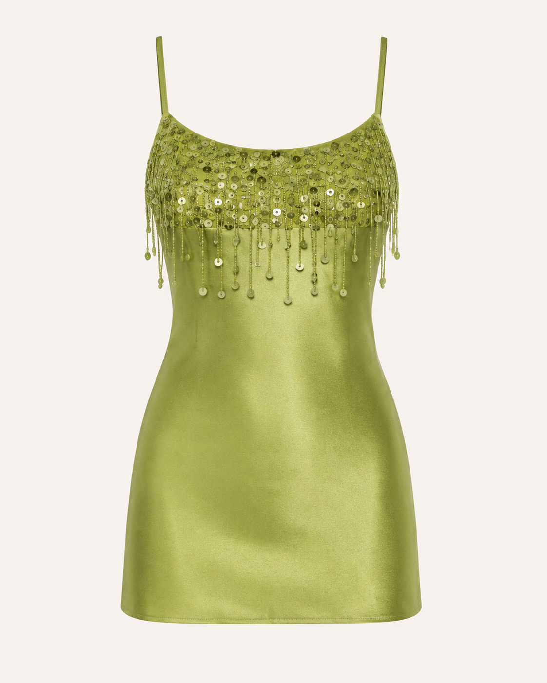 DALIA - Sequin Fringe Mini Dress - Green