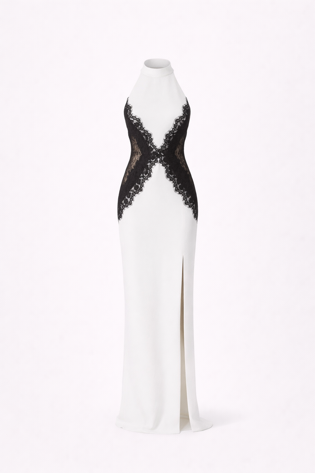 DALIA - Exclusive Lace Halter Satin Dress - White