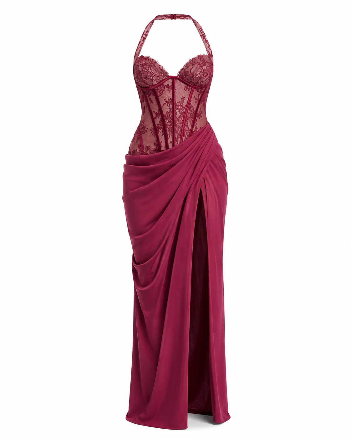 DALIA - Gown Lace Corset Maxi Dress - Pink