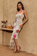 DALIA - Strapless Flower Cutout Midi Dress