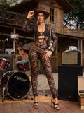 DALIA - Long Sleeve Lace Floral Jumpsuit - Black
