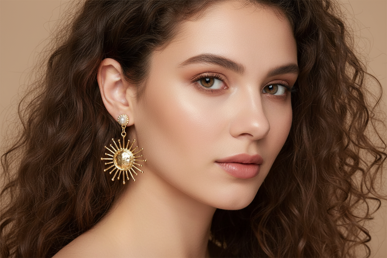 DALIA- Tigerlily Pearl Sun Earrings