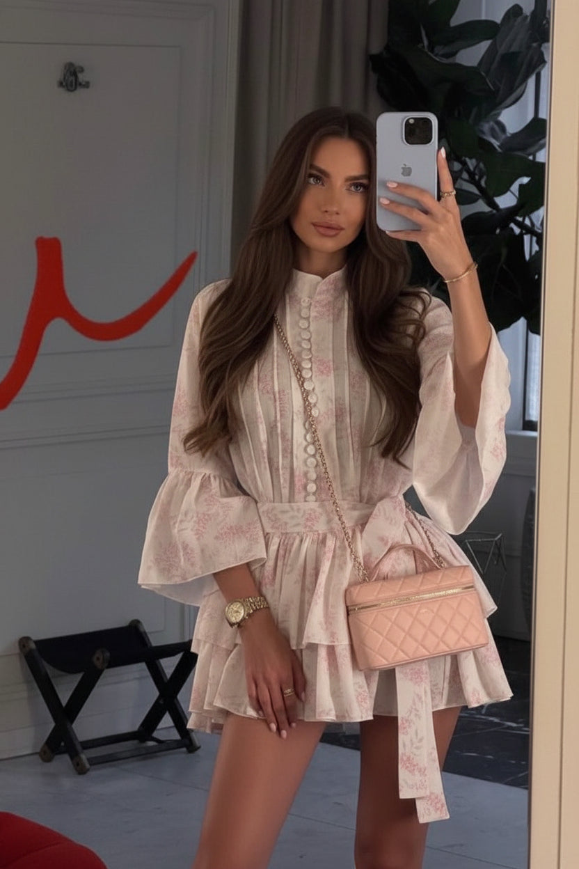 DALIA - Romantic Ruffle Mini Dress – Pink