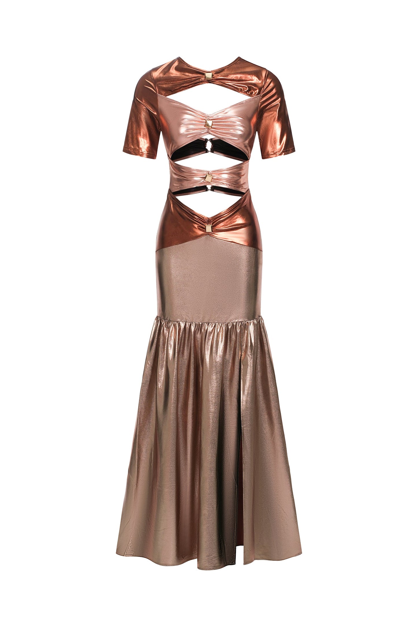 DALIA - Metallic Cut Out Maxi Dress