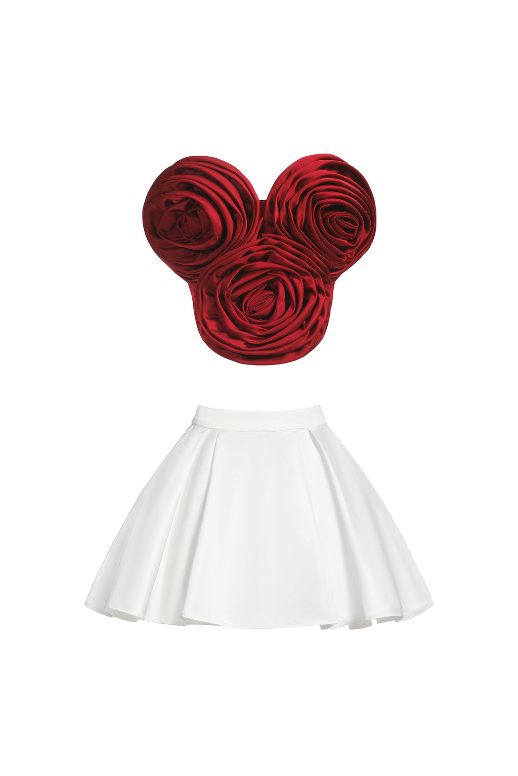 DALIA - Flower Strapless Waist Mini Dress