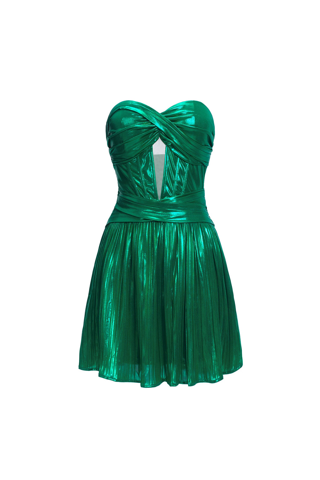 DALIA - Strapless Hollow Mini Dress - Green
