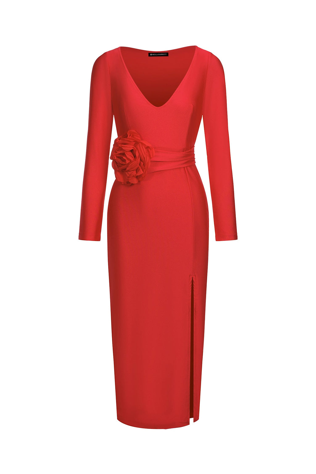 DALIA - Halli V Neck Midi Dress - Red