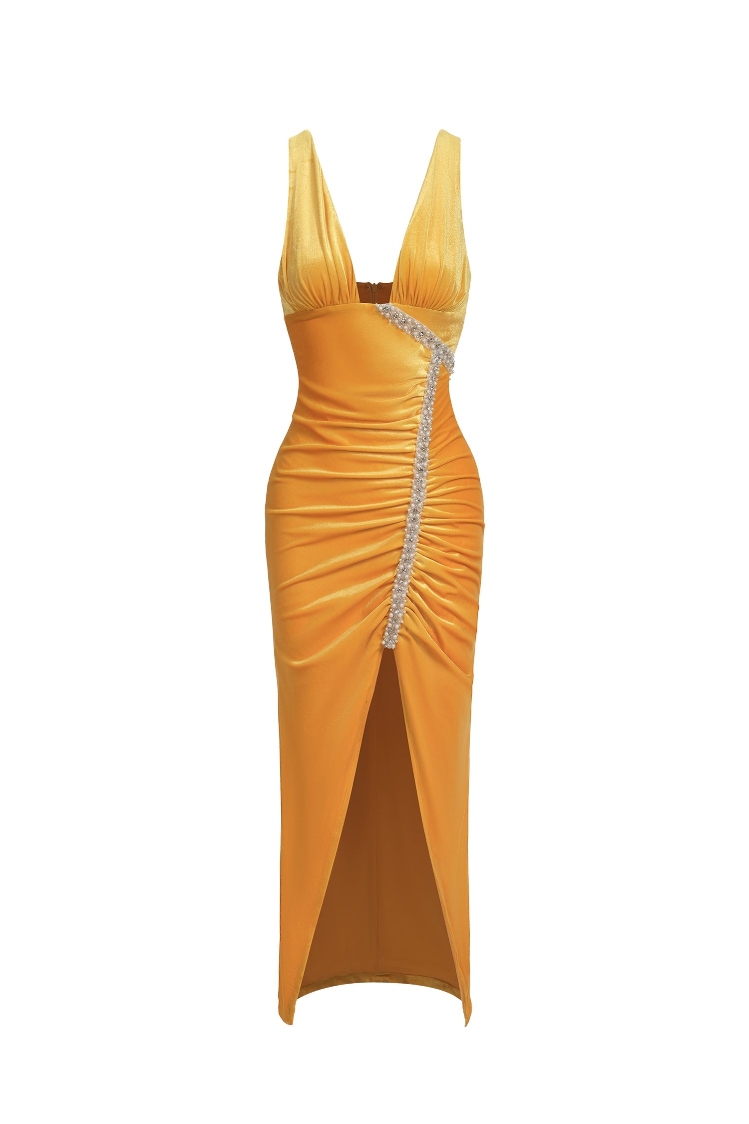 DALIA - Hakula Diamante Slit Midi Dress