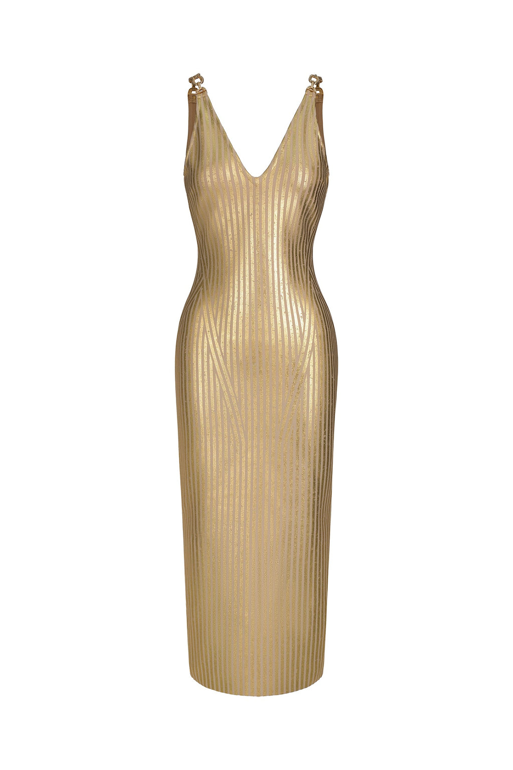 DALIA - Kiwis Sleeveless Slit V-Neck Maxi Dress