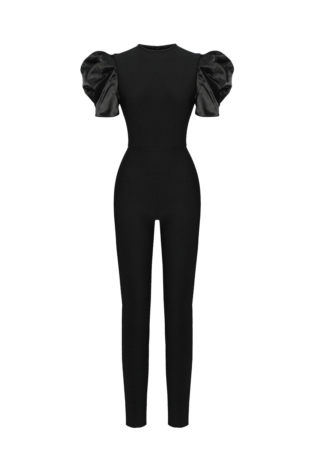 DALIA - Bubble Sleeves Round Neck Bandage Maxi Jumpsuit