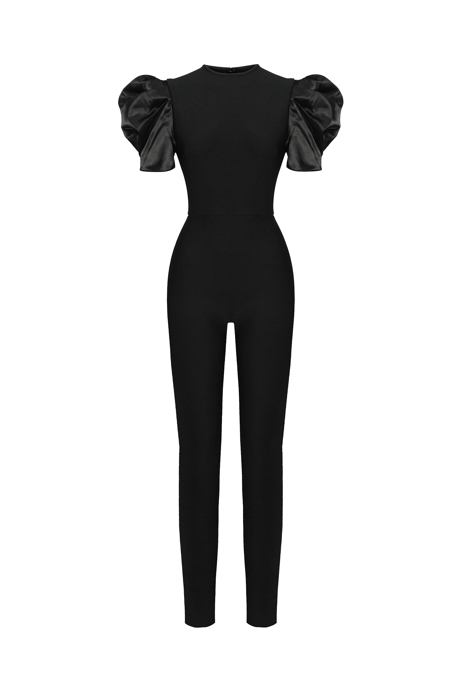 DALIA - Bubble Sleeves Round Neck Bandage Maxi Jumpsuit