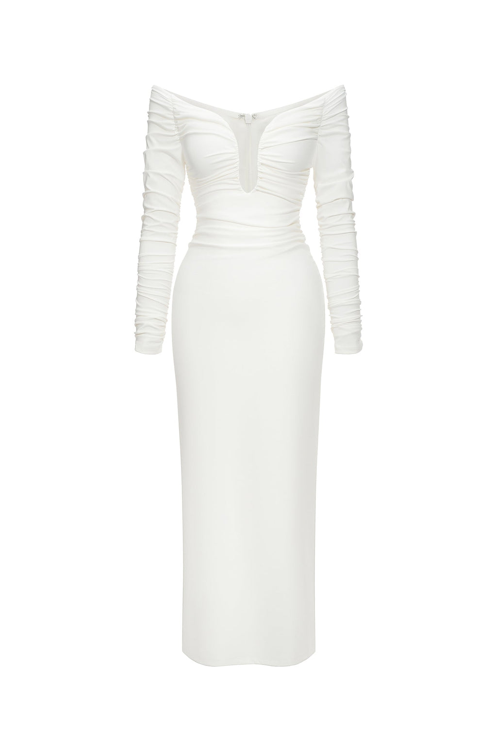 DALIA - Katelyn Long Sleeves Off Shoulder Maxi Dress - White