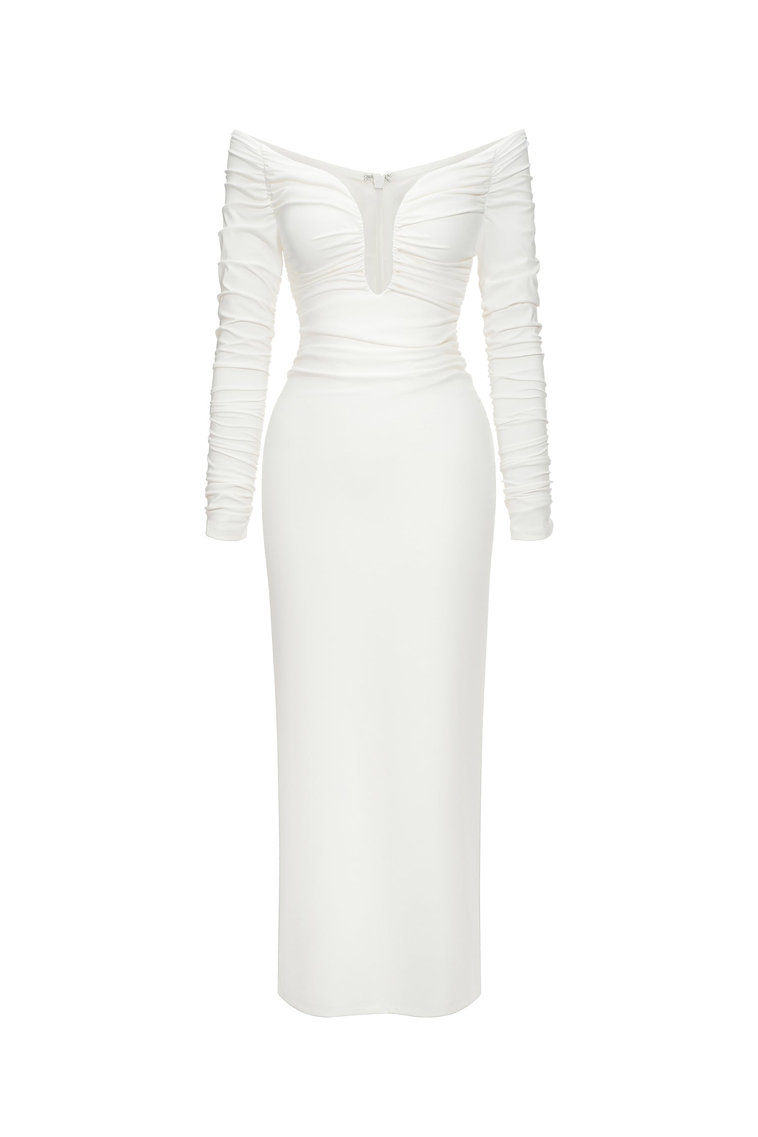 DALIA - Katelyn Long Sleeves Off Shoulder Maxi Dress - White