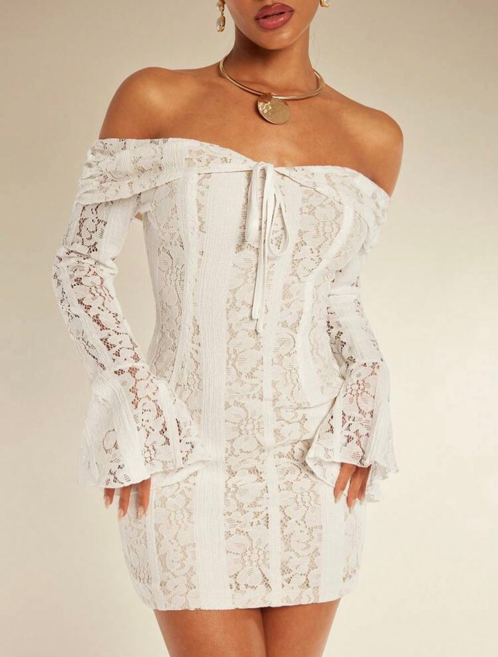 DALIA - Lace Feminine Dress - White