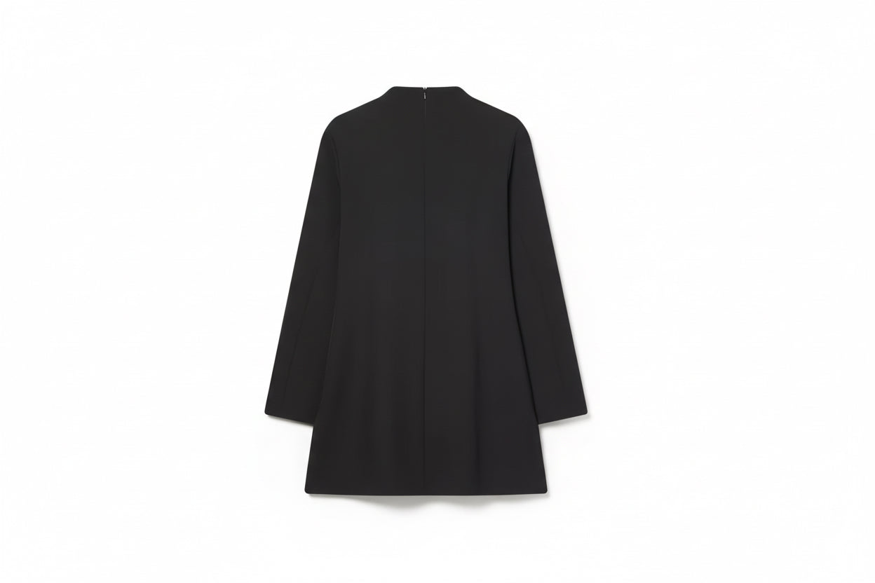 DALIA - Black Long-Sleeve Cut-Out Mini Dress with Crystal Accents