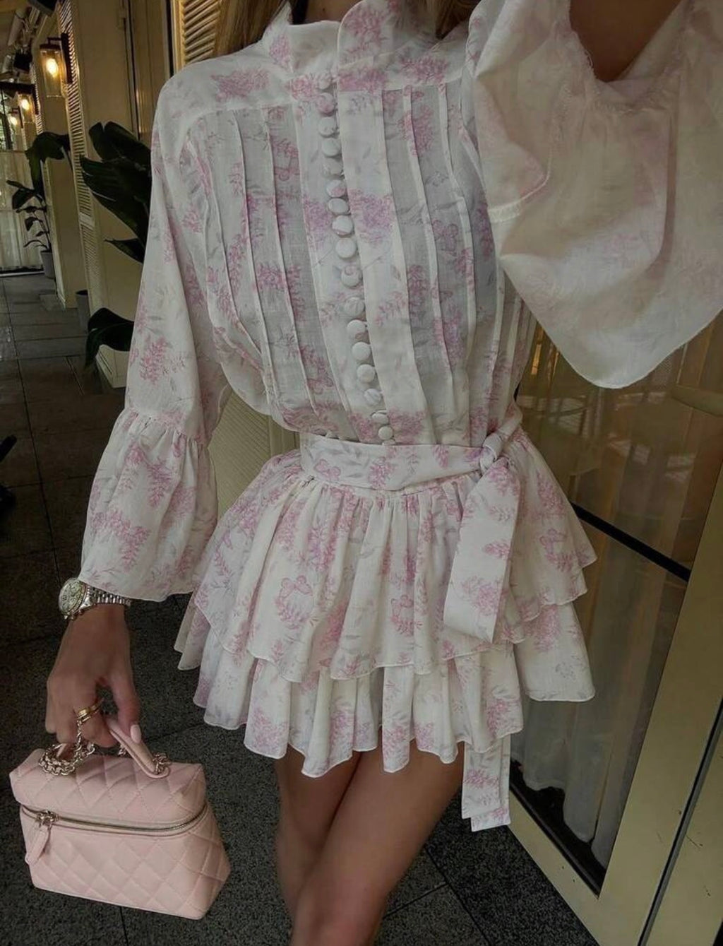DALIA - Romantic Ruffle Mini Dress – Pink