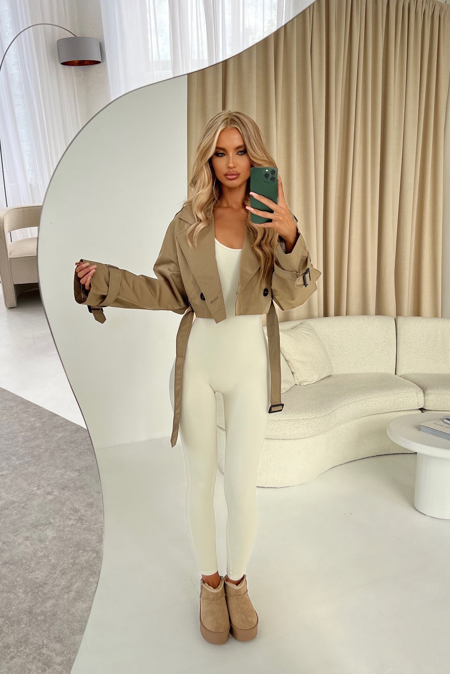 DALIA - Short Trench Coat - Khaki