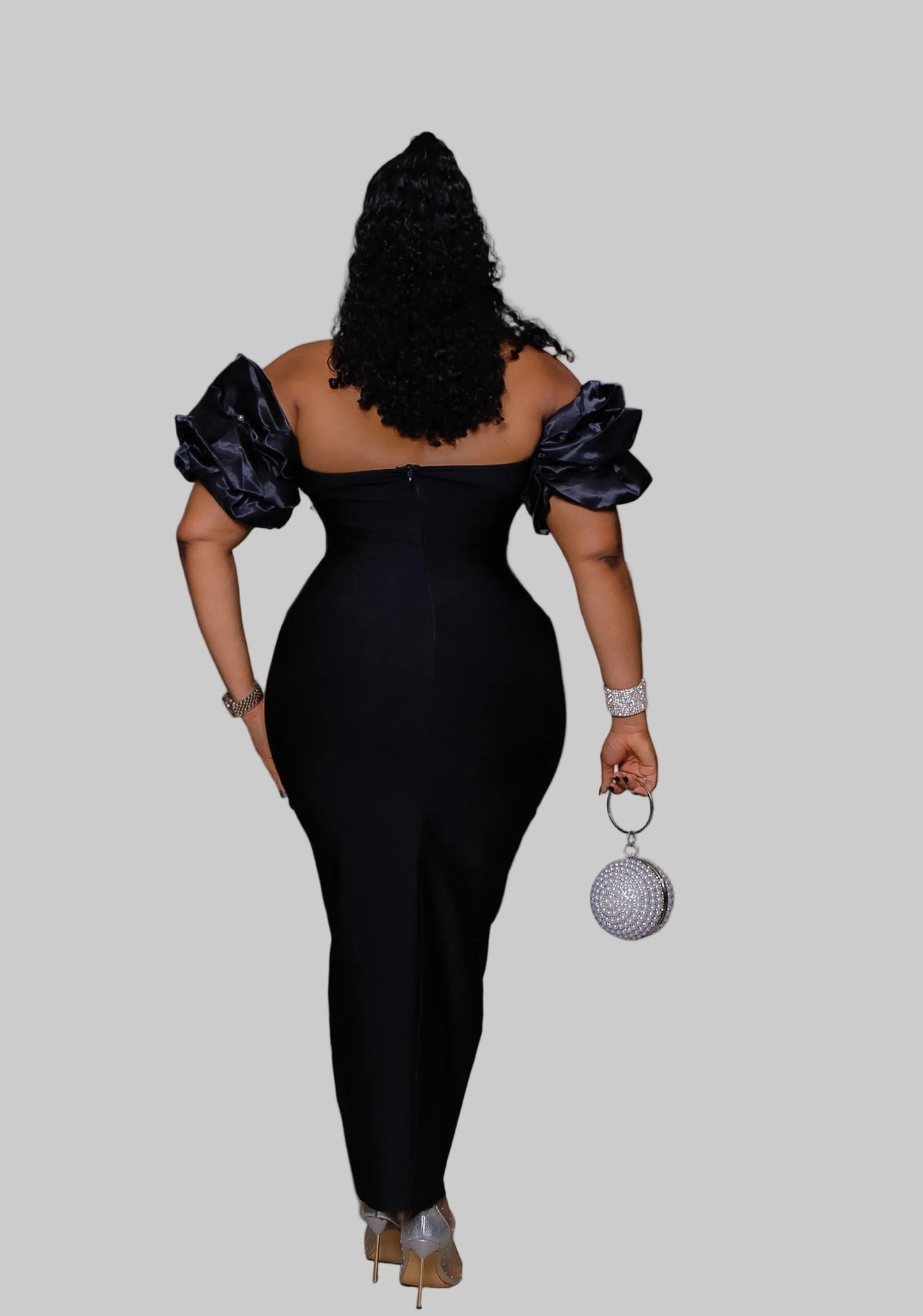 DALIA - Puff Sleeve Bandage Dress Curve