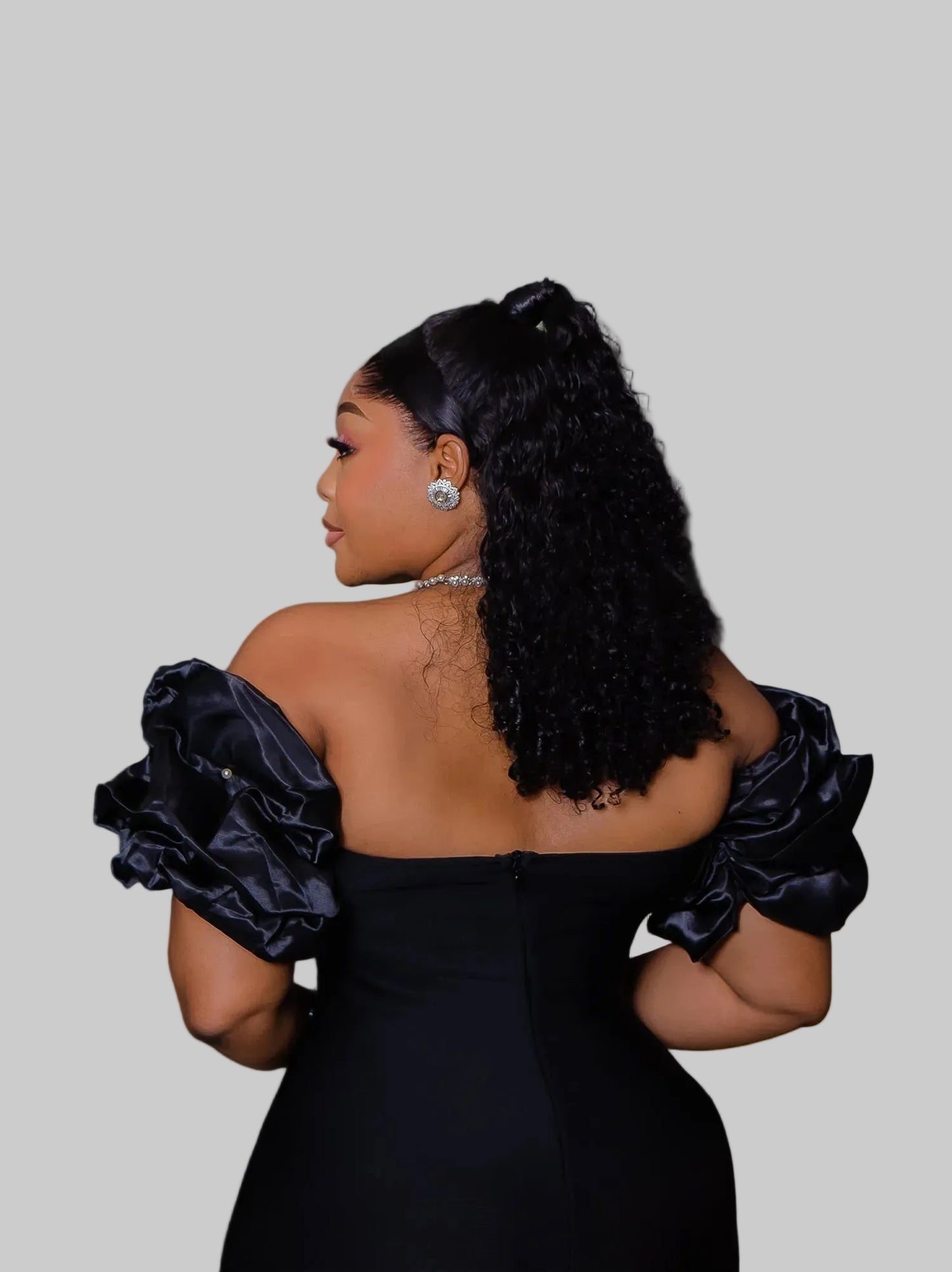 DALIA - Puff Sleeve Bandage Dress Curve