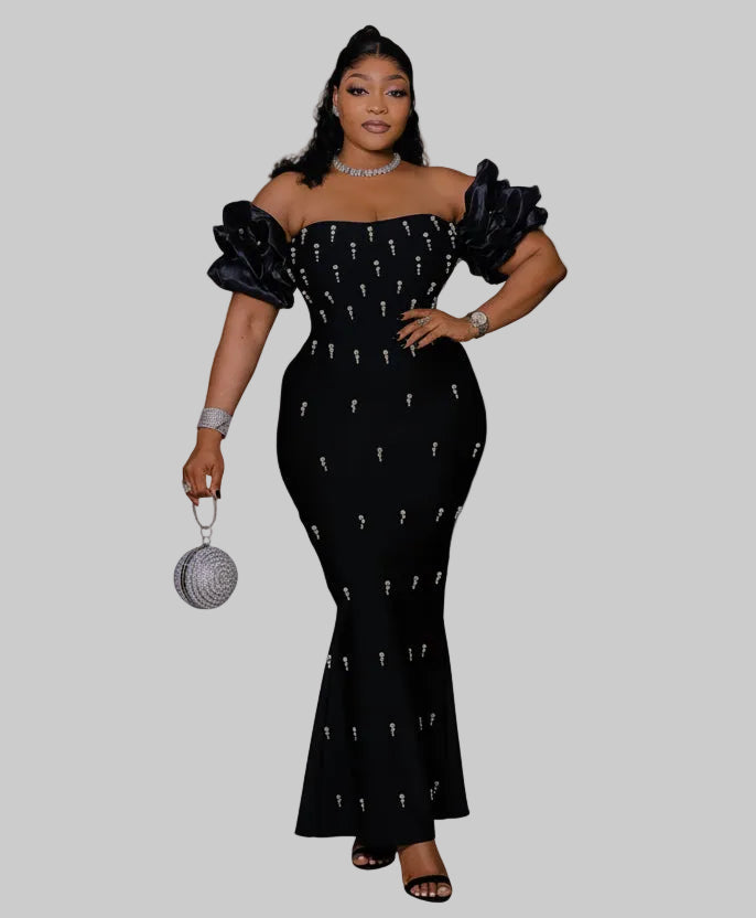 DALIA - Puff Sleeve Bandage Dress Curve