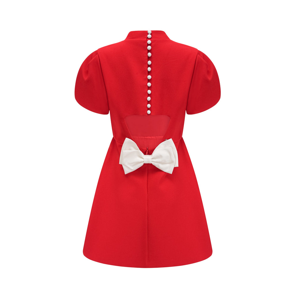 DALIA - Red Bow Mini Dress