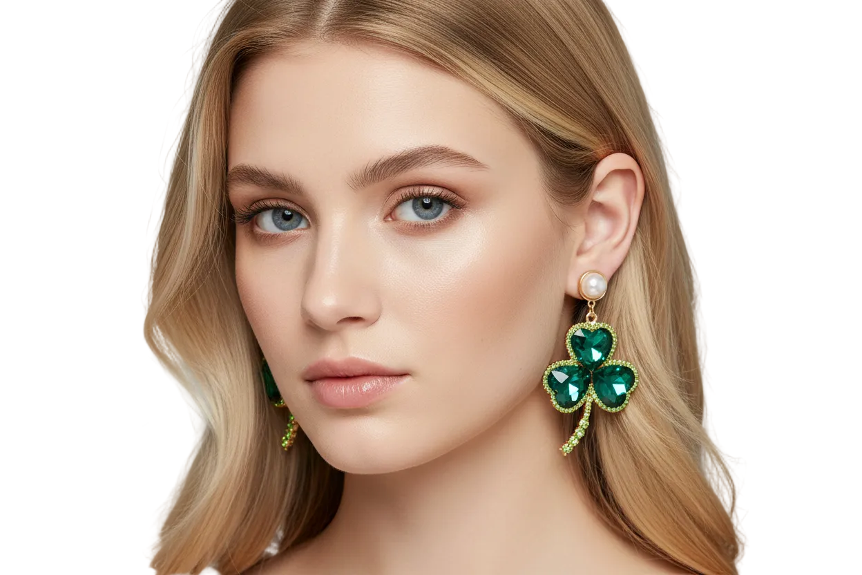 Kolczyki Akihiko Emerald Clover