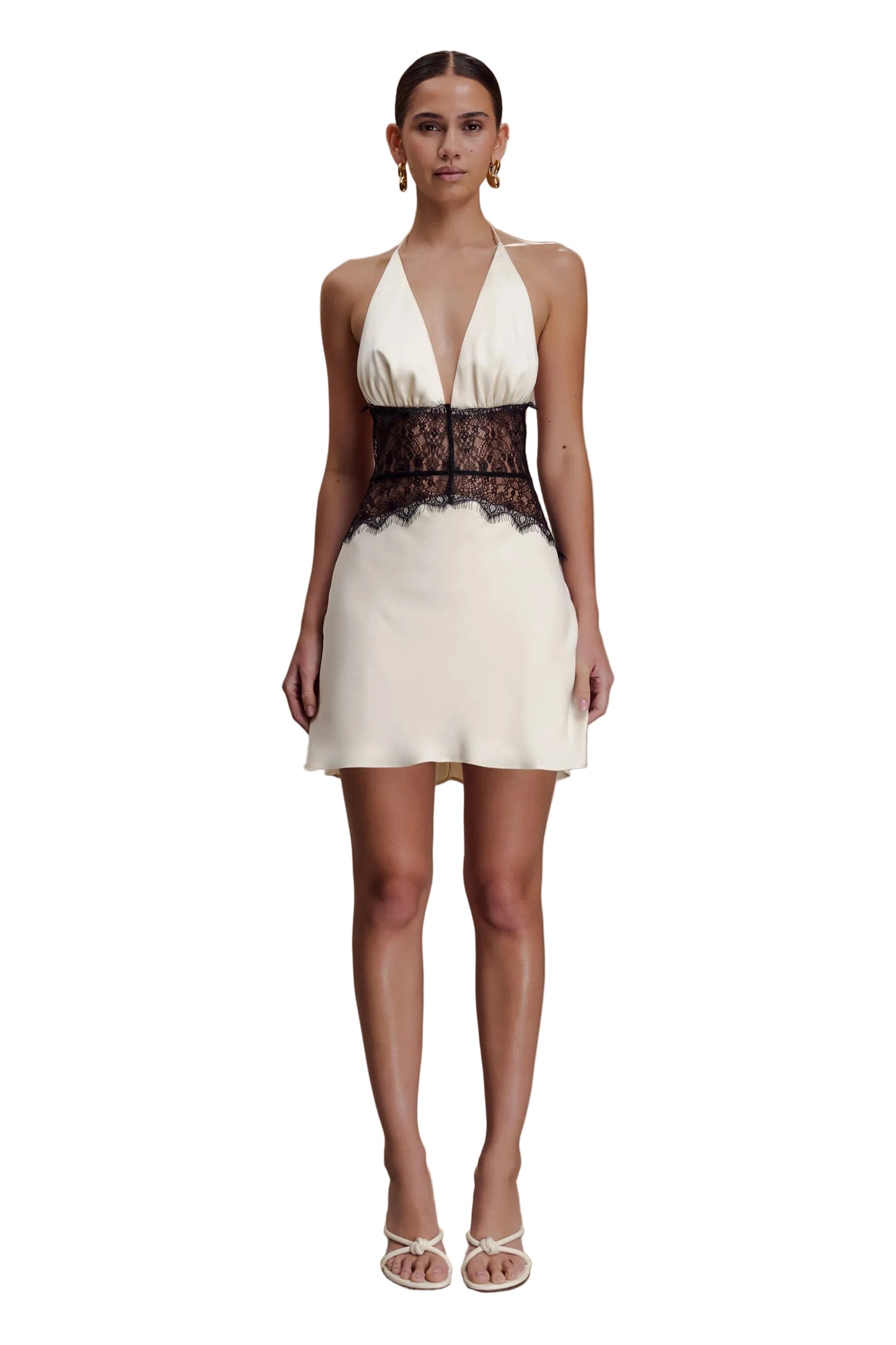 DALIA - Sukienka mini z koronki i satyny