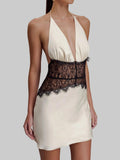 DALIA - Lace And Satin Mini Dress